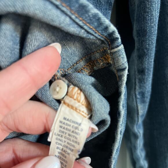 Vtg gap 2002 denim snap button down chambray shirt long sleeve denim large - Picture 6 of 8